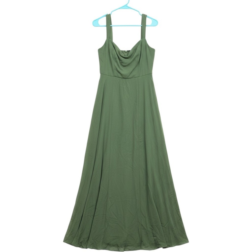 After Six Dessy Group Sage Green Cowl Neck Chiffon Maxi Bridesmaid Gown New
